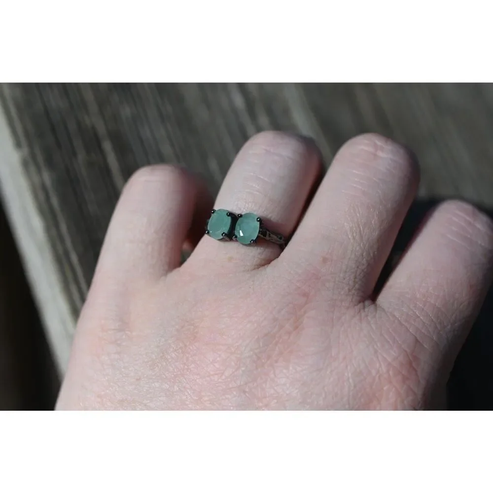Emerald engagement ring size 7 925 sterling silver